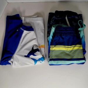 Kids Swim Shorts Set - Blue and White